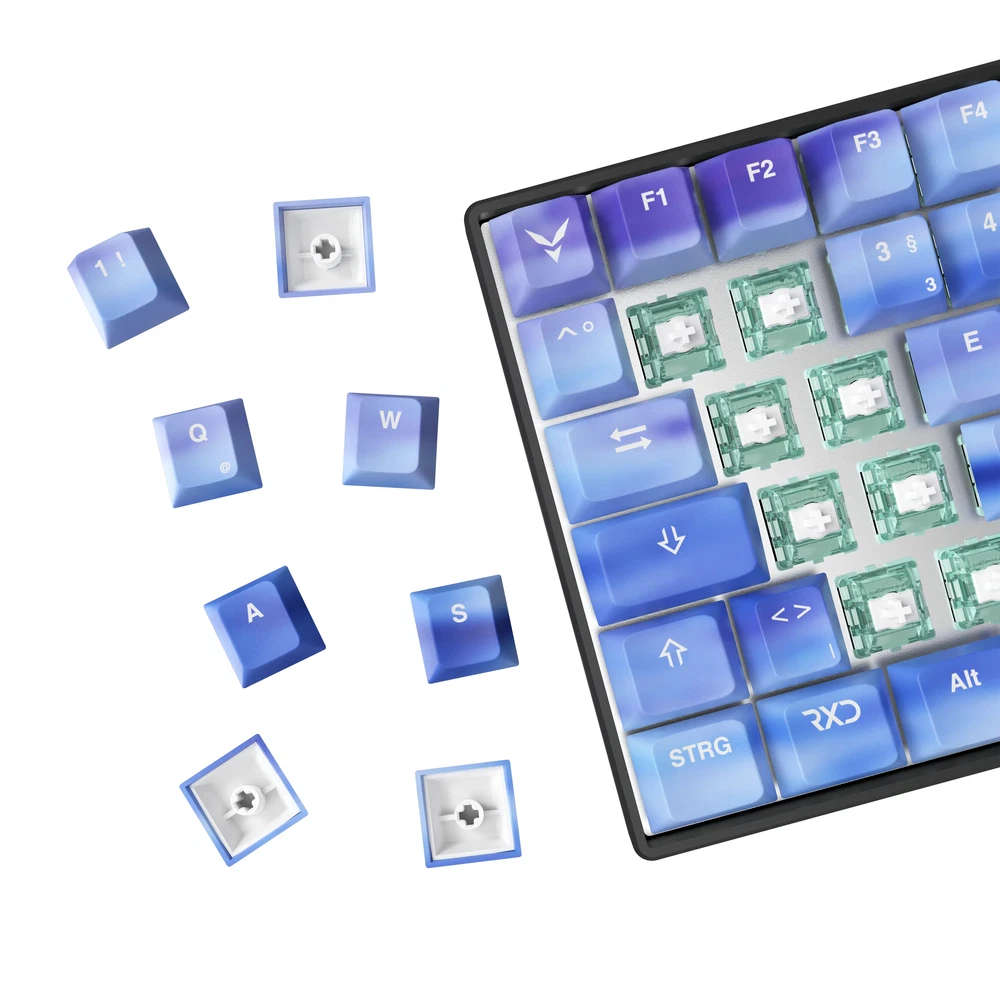 strayfe RxD 75 Pro HE Mechanische Tastatur - 75% - Hall Effect - 8000 Hz - RxD - Gateron Jade Pro - RGB - Hot Swap - DE Layout - PBT Keycaps - Galaxy Blue image 6